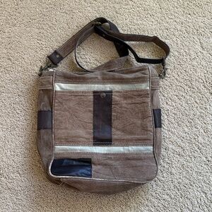 Mona B Cameron Upcycled Canvas Messenger Crossbody Bag
